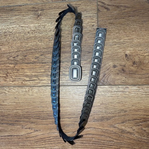 Vintage Silver Western Concho Style Stretch Elastic Belt Moto Boho Womens S/M - Picture 10 of 10